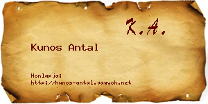 Kunos Antal névjegykártya